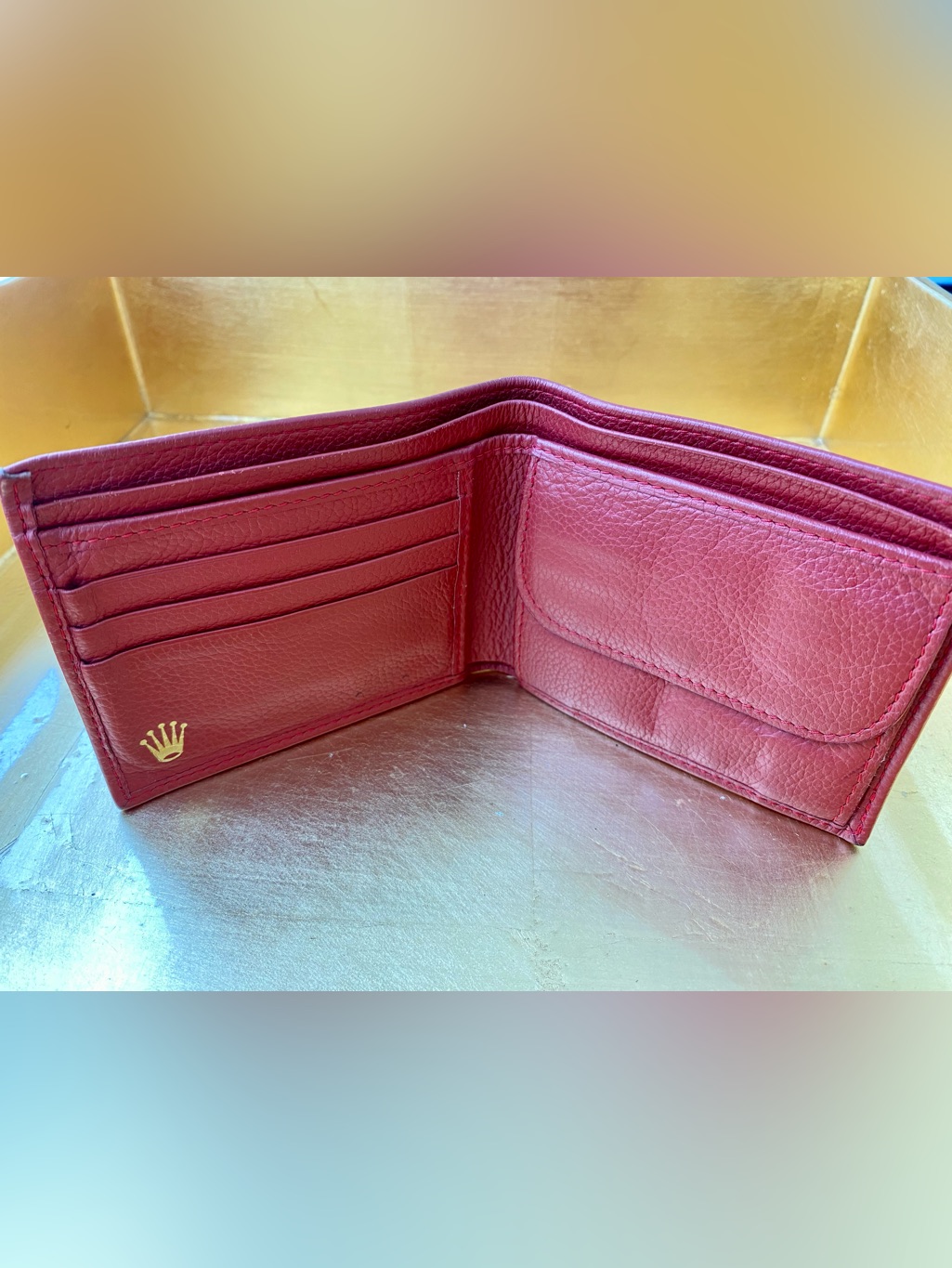 Rolex Bifold Wallet Red Leather Iconic Craftsmanship